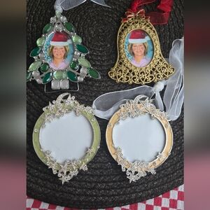 Holiday Photo Frame Ornaments Set - Silver and Gold